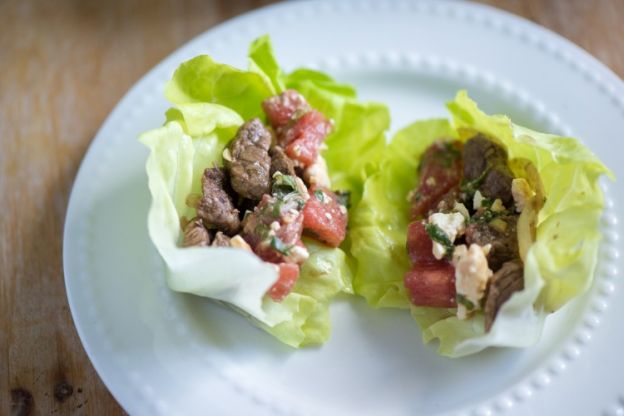 Steak and Watermelon Lettuce Wraps