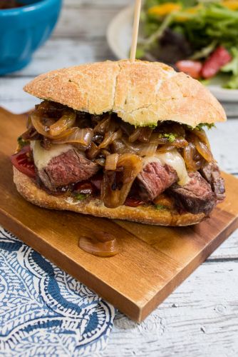 Steak, Roasted Tomato and Caramelized Onion Sandwich