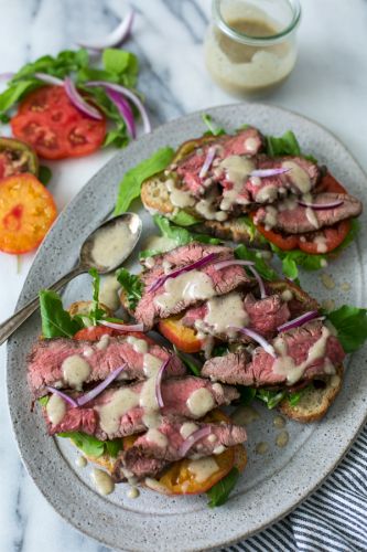 Steak Tartines with Lemon Parmesan Vinaigrette