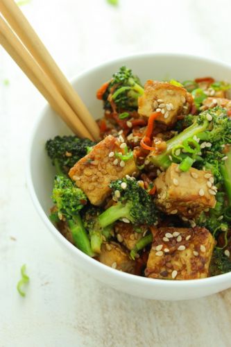 Sticky Sesame Tofu And Broccoli