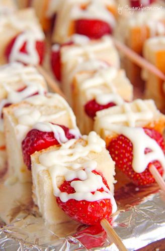 Strawberry shortcake kabobs