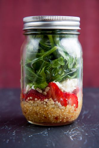 Strawberry spinach salad with strawberry lime vinaigrette