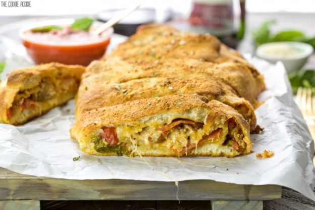 Sausage and pepperoni stromboli