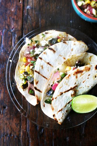 Tacos With Grilled Poblano and Corn Salad