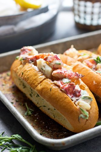 Tarragon and Lemon Lobster Rolls with Garlic Bread Hoagies