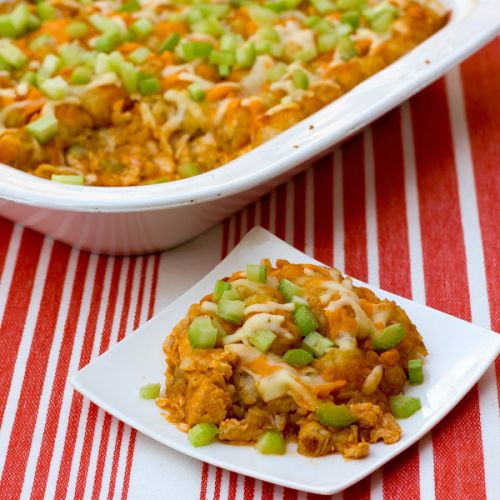 Buffalo chicken tater tot casserole