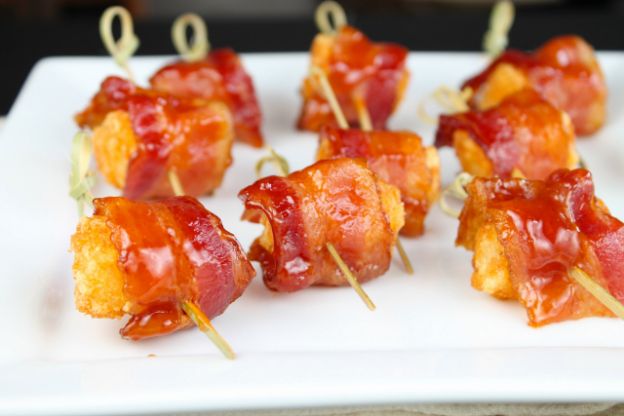 Barbecue bacon-wrapped tater tots