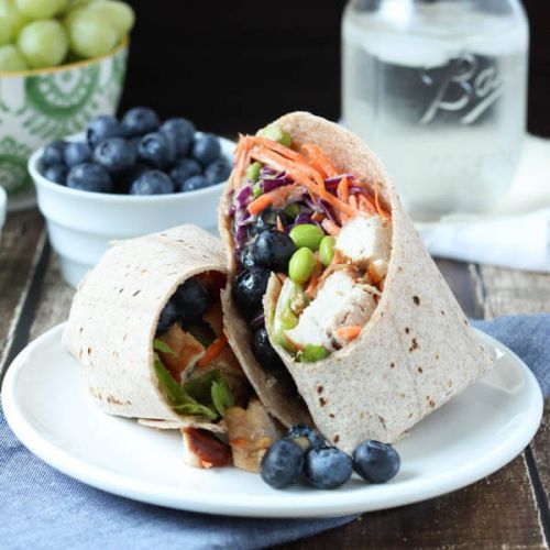 Thai chicken salad wrap with blueberries