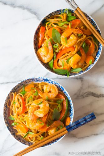 Thai curry shrimp pasta