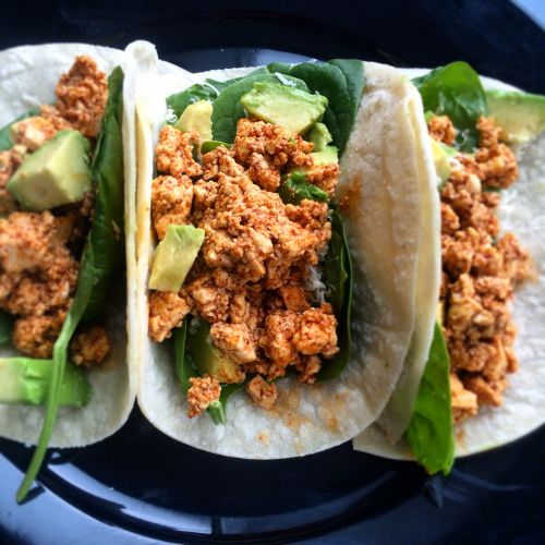 Spinach tofu tacos