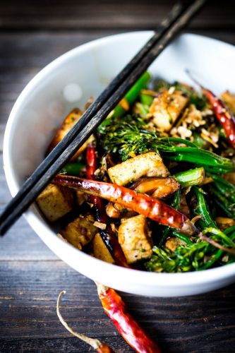 Tofu Stir-Fry with Broccolini and Mushrooms