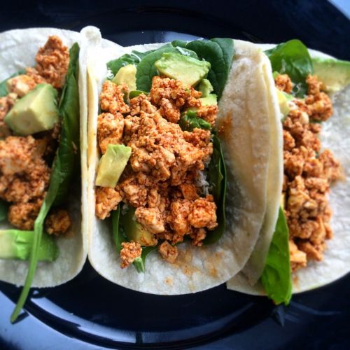 Tofu Tacos With Spinach, Avocado and Pepper Jack