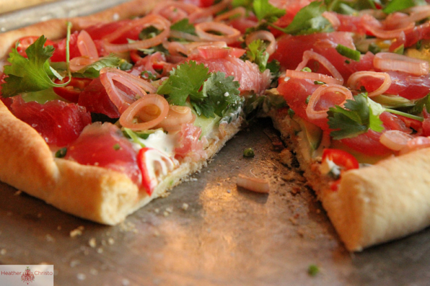 62. Tuna tartar pizza