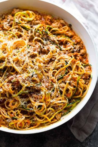 Ground Turkey Pasta in Romesco Sauce