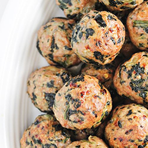 Baked turkey meatballs with spinach