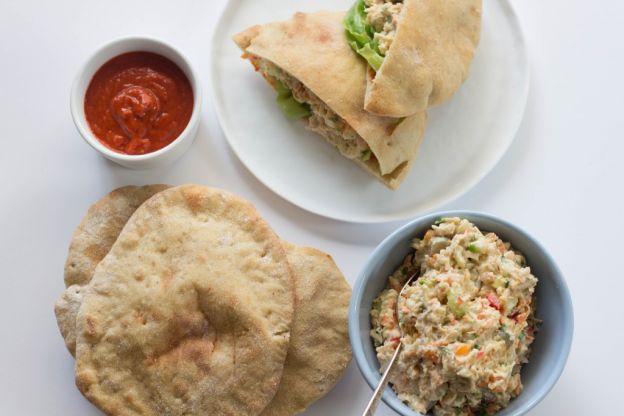 Vegan Garbanzo and White Bean Salad Pita Pocket Sandwich