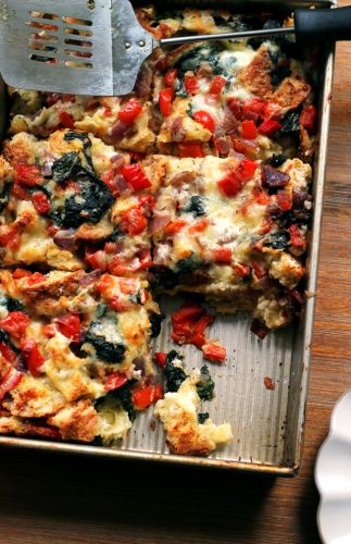 Vegetable and cheddar strata