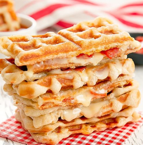 Waffled Pepperoni Pizza Grilled Cheese