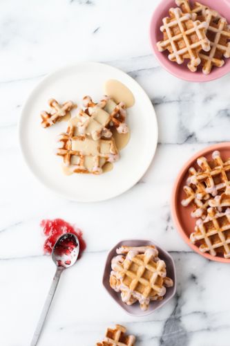 Mini peanut butter and jelly waffles