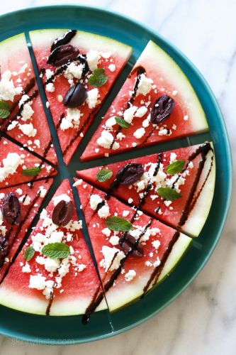 Watermelon Feta and Balsamic Pizzas