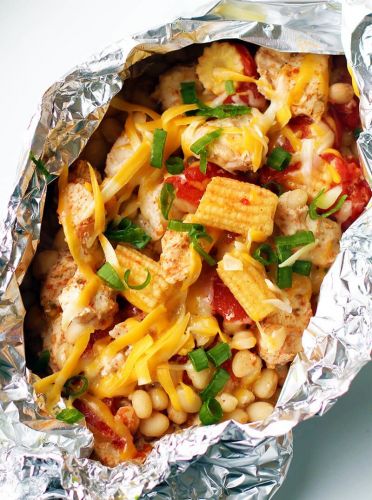 Campfire Tex Mex White Bean Chicken Foil Packets