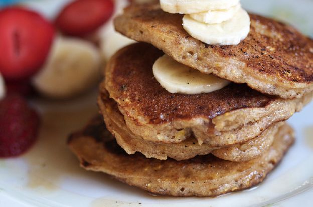 Whole Wheat Banana Walnut Pancakes With Vanilla Brown Sugar Syrup