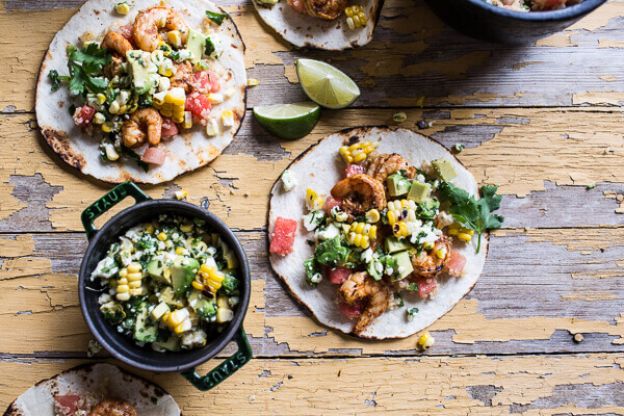 Zesty Grilled Shrimp Tacos With South Of The Border Corn And Cotija Salsa