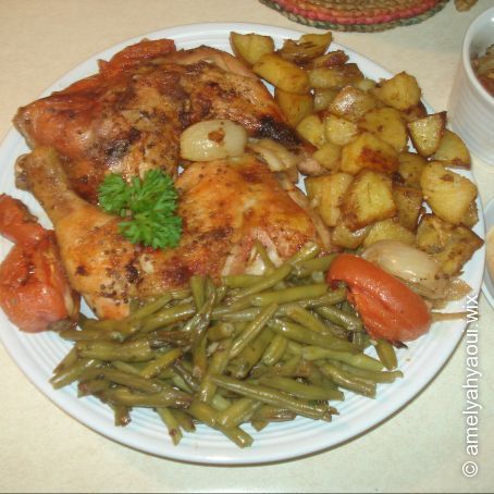 Rosted Garlic chicken breasts witn potatoes and green beans Recipe - (4 ...